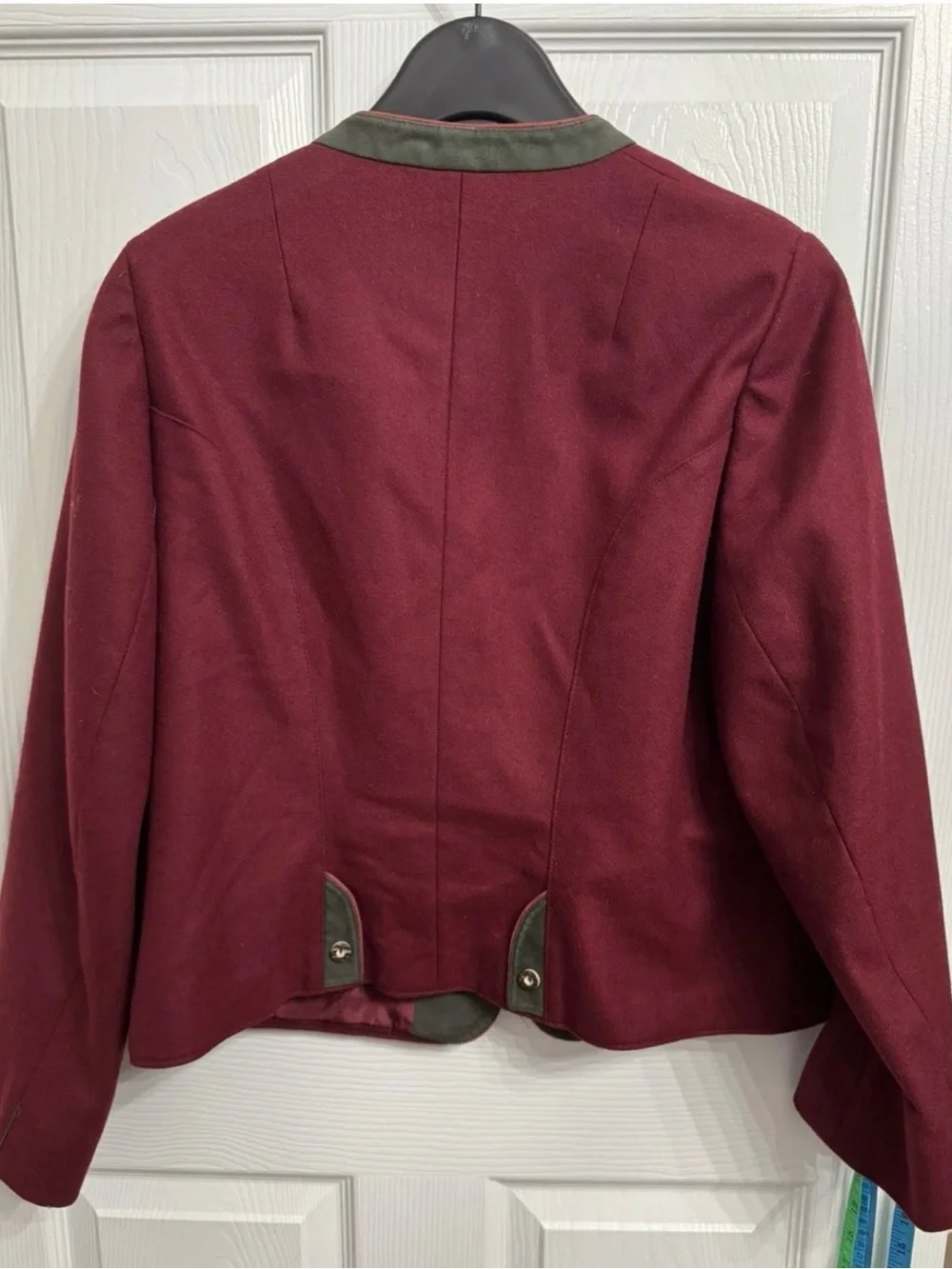Vintage Austrian Trachten Jacket Janker Boiled Wool Green Velvet Alpine Coat 48